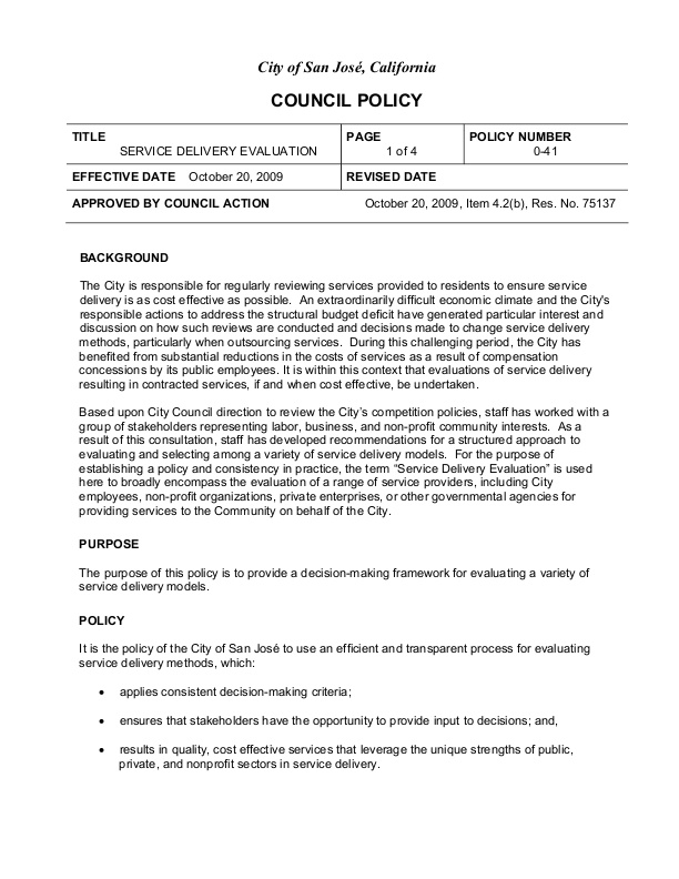 Service Delivery Evaluation